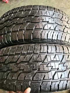 Two 285 60 18 cooper discoverer tyres with good treads available for sale