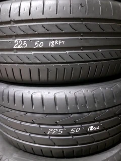 2x 225 50 18 Bridgestone run flat tyres with good treads available for sale