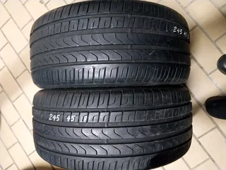 2x 245 45 17 pirelli cinturato P7 tyres with 90% treads available for sale