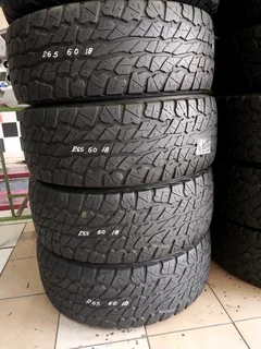 A clean set of 265 60 18 Dunlop Grandtrek AT3G tyres with good treads available for sale