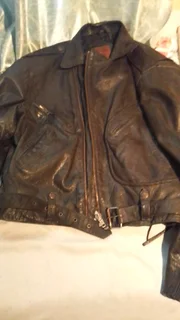 Biker leather jacket with gloves for sale