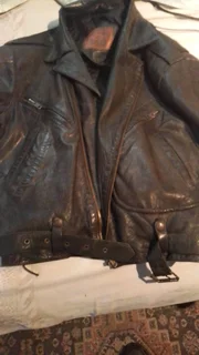 Biker leather jacket with gloves for sale