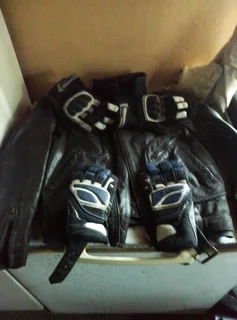 Biker leather jacket with gloves for sale