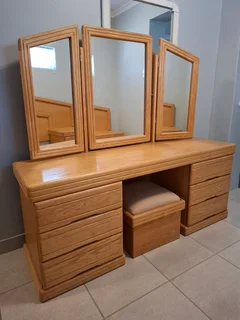 Dressing Table, Stool & Matching Headboard with 2 Pedestals