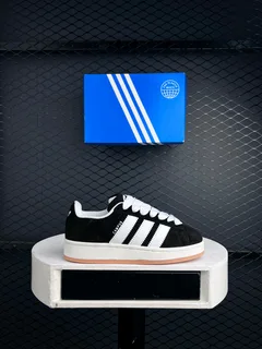 Black and white adidas campus