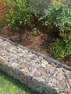 Gabions walls and plants baskets