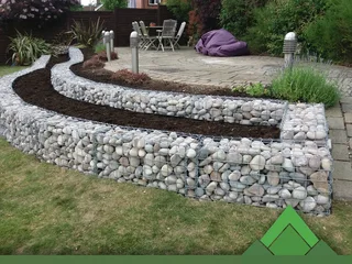 Gabions walls and plants baskets