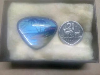 Vintage Tl.mott Butterfly Tropical Beach Scene Sterling Silver Brooch For Sale