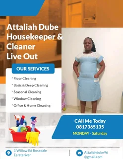 Housekeeper and cleaner avaliable for chars and full-time live out
