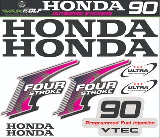 Honda Four Stroke Vtec 90 Replacement decals - stickers - Warwolf Graphix