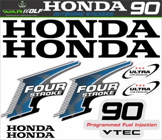 Honda Four Stroke Vtec 90 Replacement decals - stickers - Warwolf Graphix