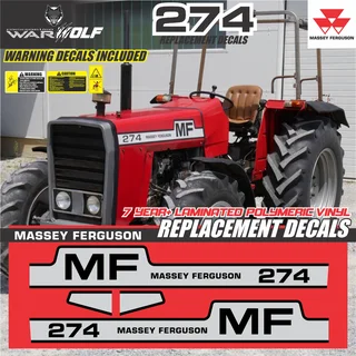 Massey Ferguson 274 - Replacement Decals - Stickers  Safety Warning Decals Included - WarWolf