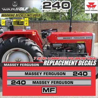Massey Ferguson 240 L - Replacement Decals - Stickers  Safety Warning Decals Included - WarWolf