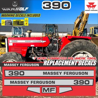 Massey Ferguson 390 - Replacement Decals - Stickers  Safety Warning Decals Included - WarWolf