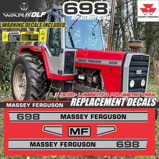 Massey Ferguson 698 - Replacement Decals - Stickers  Safety Warning Decals Included - WarWolf
