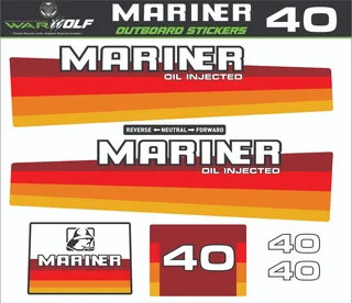 Mariner 40hp Magnum 1989 Replacement decals - stickers - Warwolf Graphix