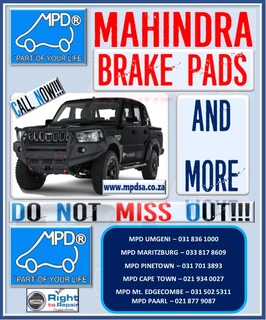Brake Pads for Mahinda, GWM, and many more.