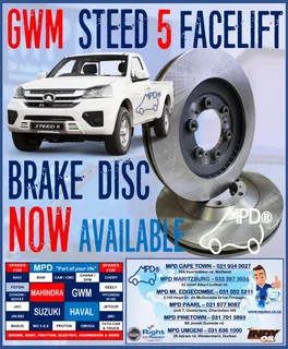 GWM Steed 5 Facelift Brake Disc avil at MPD Mount Edgecombe
