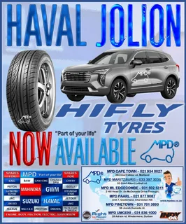 HiFly Tyres - Haval Jolion - Now Available at MPD Mt Edgecombe