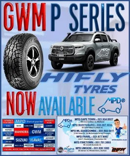 HiFly Tyres - GWM P Series - Now Available at MPD Mt Edgecombe