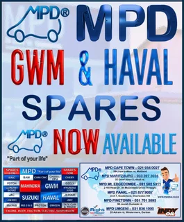 Need GWM or Haval Spares? MPD Mt Edgecombe has you covered!