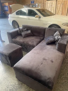 L-Shaped Charcoal Black Couch – Like New