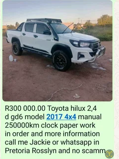 Toyota hilux gd6 double cab 4x4 manual 250000km clock