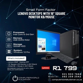i5 Lenovo SFF desktops with 19inch LCD Combos
