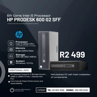 HP PRODESK 600 G2 SFF (Refurbished PC with fresh installation of components)