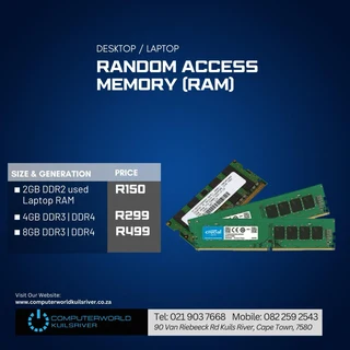 Random Access Memory (RAM) from R150 Refurbished &amp; New