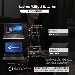 Laptops without Batteries(Refurbished) from R1200
