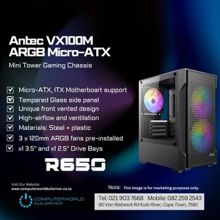 Antec VX100M ARGB Micro-ATX mini tower gaming chassis