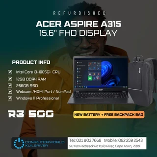 Acer Aspire A315| 15.6inch FHD Display (Refurbished)