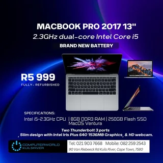 I5 Macbook Pro Mid-2017 With Retina Display And New Battery For R5999