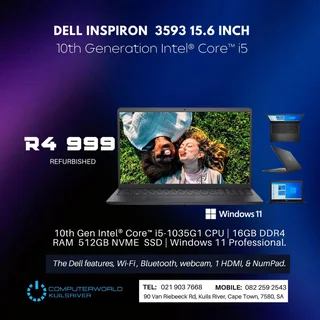 I5 10th Gene Dell Inspiron 3593 15.6inch Laptops For R4999