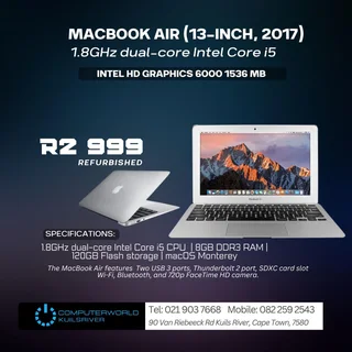 I5 Macbook Air 13.3inch 2017 For R2999