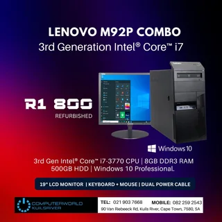 I7 Lenovo M92p Towers Combos With 19inch Wide Lcd For R1800