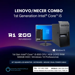 I5 Lenovo Or Mecer Towers With 19inch Lcds For R1200