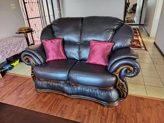 Genuine Leather Couches – 2-Seater &amp; Single – Excellent Condition – No Damage