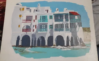 Giveaway Bargain !  Club Mykonos signed Original by Artist Pieter Gouws