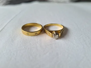118CT YELLOW AND WHITE GOLD DIAMOND ENGAGEMENT AND WEDDING RINGS