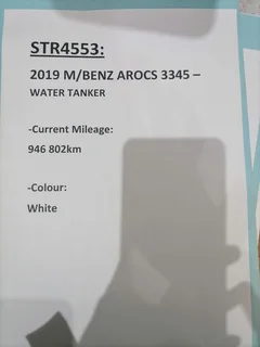 2019 MERCEDES BENZ AROCS 33-45 WATER TANKER