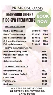 R100 deals on massages, waxing, nails,scrubs.