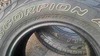 265/65R17 Pirelli Scorpion tires. Leave your whatsapp number if interested.