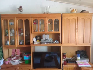 3 pieces oak room divder matching sofas and table