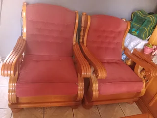 3 pieces oak room divder matching sofas and table