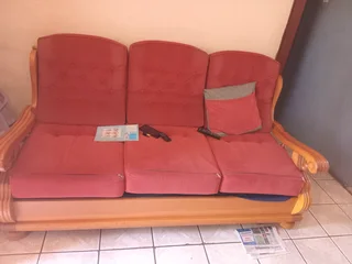 3 pieces oak room divder matching sofas and table