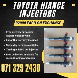 Toyota Hiance Injectors For Sale With Warranty On