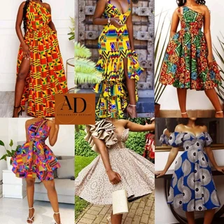 Long and Short Dresses with African Real Wax Block Print Fabric