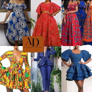 Cocktail Dresses on Sale made with African real wax block print Fabric